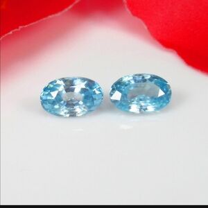 1.35 Ct Natural Blue Zircon Oval Cut Pair